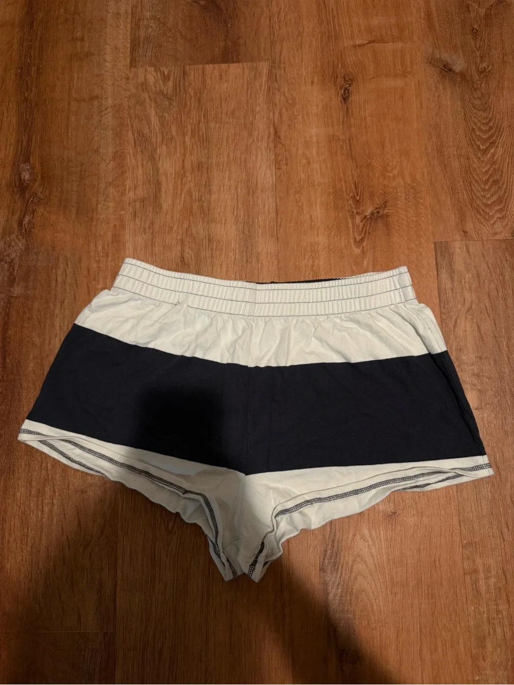 Striped Hoodie and Shorts Set in navy blue and and white